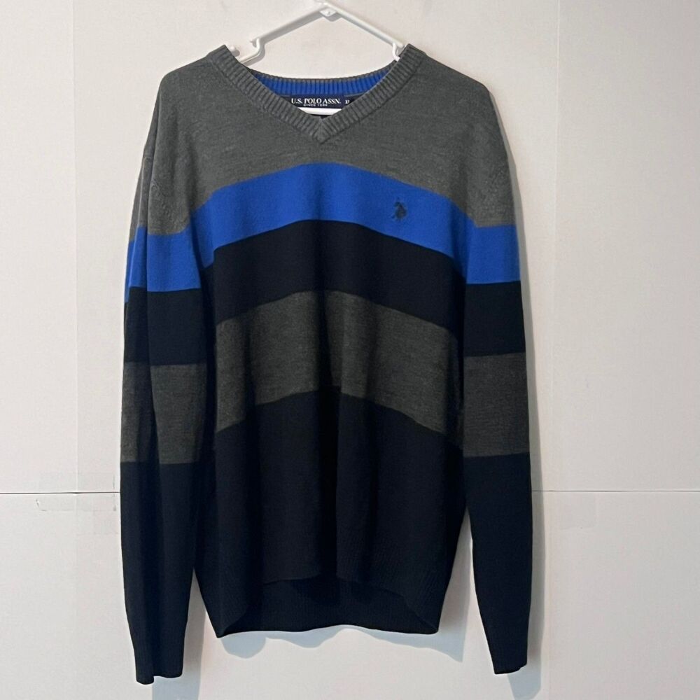 Us Polo Assn Mens Sweater Size XL Multicolor Rugby Striped Acrylic